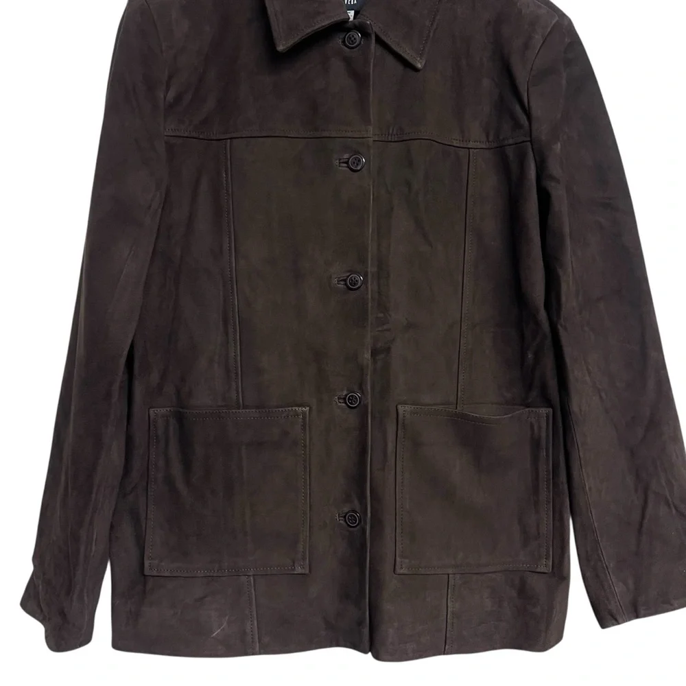 NWT Reformation Veda Lincoln Chocolate Brown Suede Shirt Jacket - Picture 5 of 13